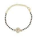 Etnico Gold Plated Traditional Adjustable Black Beads Mangalsutra Bracelet with White Pendant for Women (MB011W)