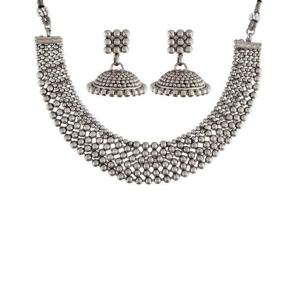 Etnico Ethnic Oxidized Plated Traditional Style Choker Necklace Jewellery Set for Women/Girls (MC086OX)
