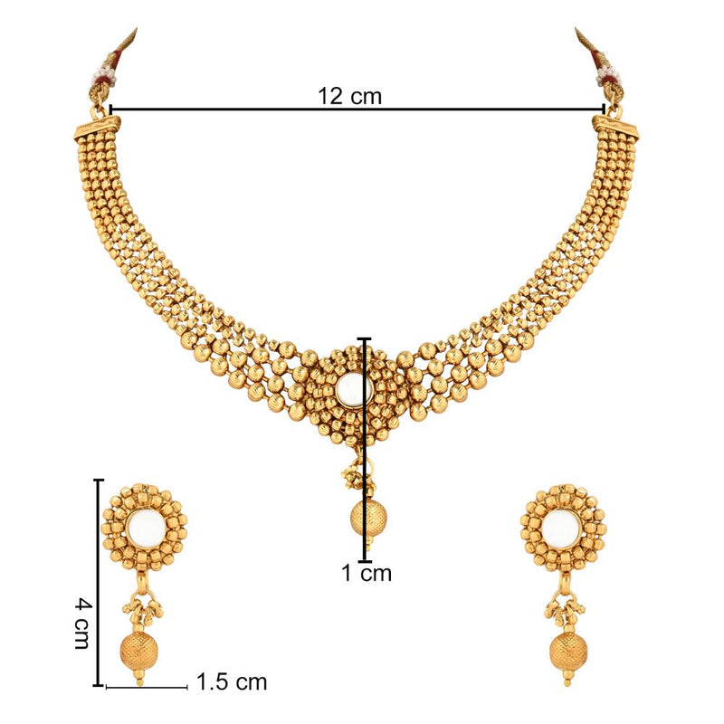 Etnico Gold Plated Traditional Style Choker Necklace Jewellery Set for Women/Girls (MC101W)