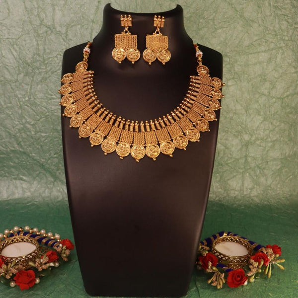 Etnico Gold Plated Traditional Style Choker Necklace Jewellery Set for Women/Girls (MC102FL)