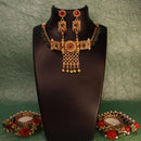 Etnico Gold Plated Traditional Brass Pearl Choker Necklace With Earrings for Women/Girls (MC111G)