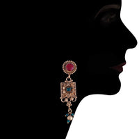 Etnico Gold Plated Traditional Brass Pearl Choker Necklace With Earrings for Women/Girls (MC111G)