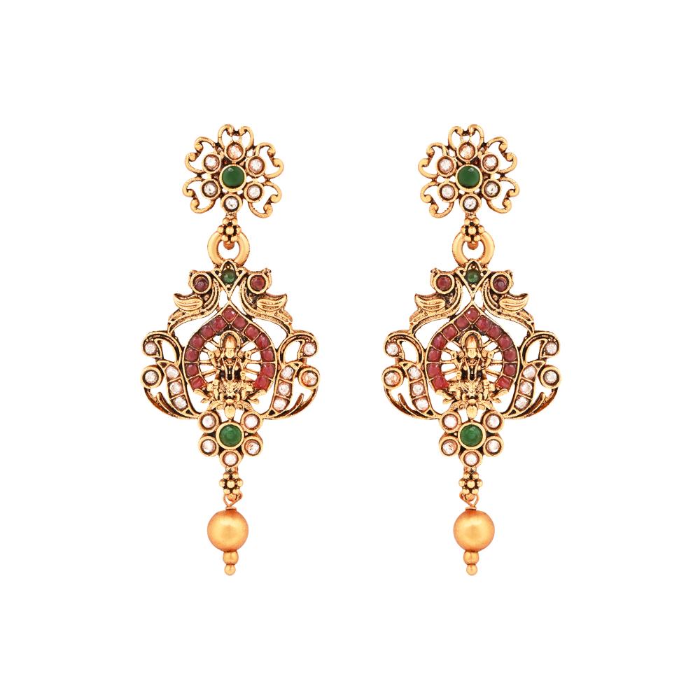 Etnico Gold Plated Traditional Temple Choker Necklace Jewellery With Earrings Set for Women/Girls (MC134FL)