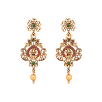 Etnico Gold Plated Traditional Temple Choker Necklace Jewellery With Earrings Set for Women/Girls (MC134FL)