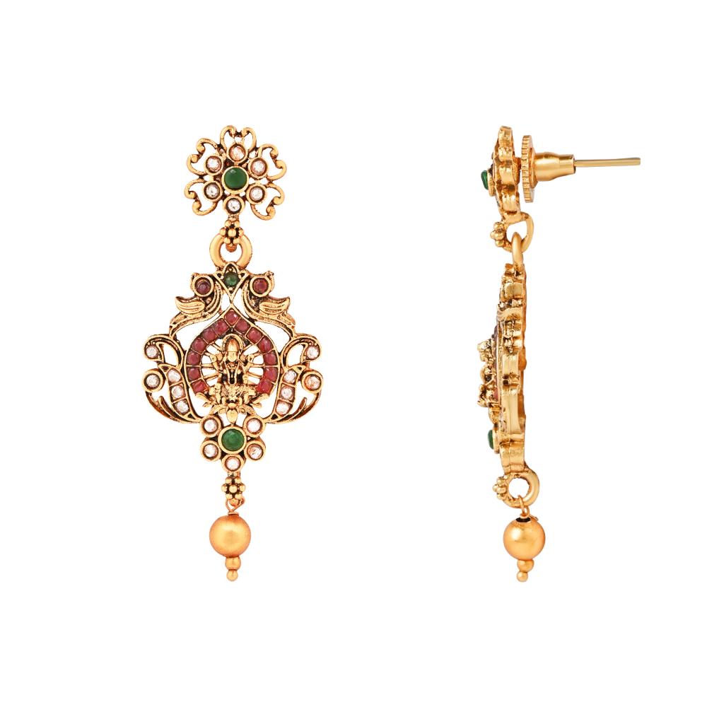 Etnico Gold Plated Traditional Temple Choker Necklace Jewellery With Earrings Set for Women/Girls (MC134FL)