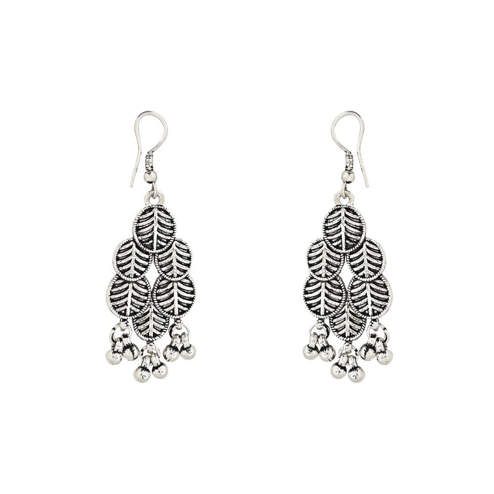 Etnico Ethnic Silver Oxidised Traditional Afghani Choker Necklace With Earrings And Maang Tikka Jewellery Set for Women And Girls (MC137OX)