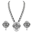 Etnico Ethnic Stylish Silver Oxidised Radha Krishna Design Long Necklace Jewellery Set for Women And Girls (MC164ZW)