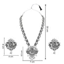 Etnico Ethnic Stylish Silver Oxidised Radha Krishna Design Long Necklace Jewellery Set for Women And Girls (MC164ZW)