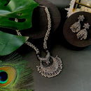 Etnico Ethnic Silver Oxidised Floral Design Ghungroo Long Necklace Jewellery With Jhumka Earrings Set For Women/Girls (MC169OX)