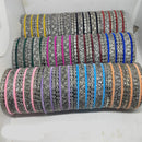 Shree Asha Bangles Antique Silver Plated Velvet Bangles Set (Assorted Color)