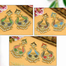 Mahavir Gold Plated Meenakari And Kundan Dangler Earrings Combo