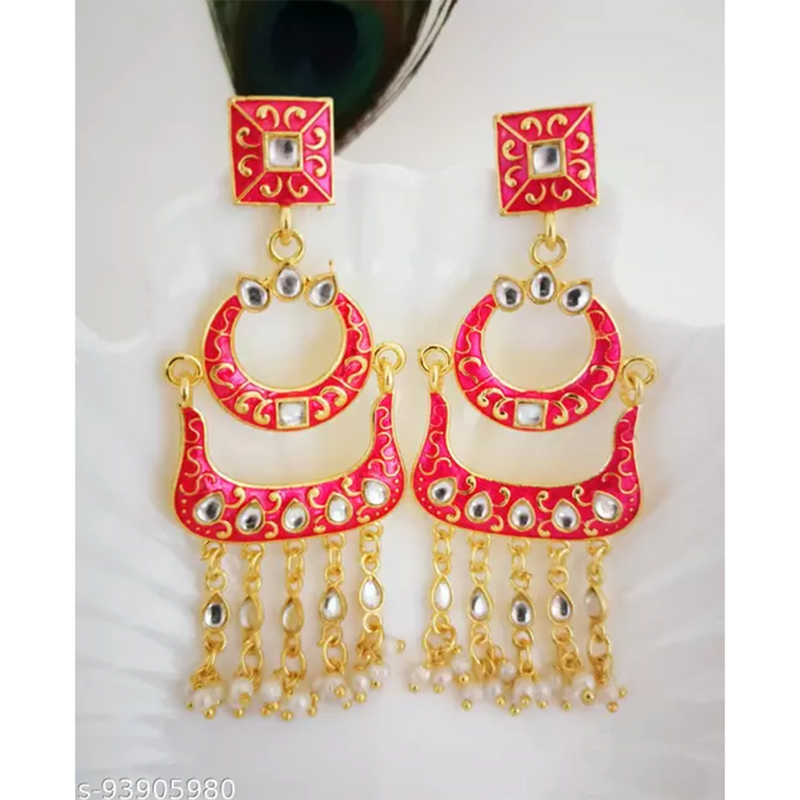 Mahavir Gold Plated Meenakari Dangler Earrings