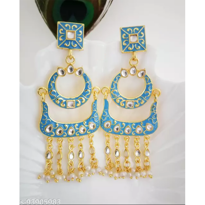 Mahavir Gold Plated Meenakari Dangler Earrings