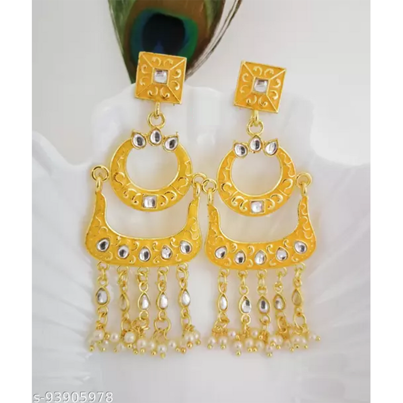 Mahavir Gold Plated Meenakari Dangler Earrings