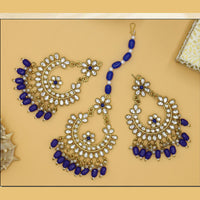 Mahavir Gold Plated Earrings & Maangtika Combo