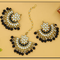 Mahavir Gold Plated Earrings & Maangtika Combo