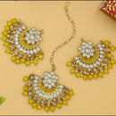 Mahavir Gold Plated Earrings & Maangtika Combo