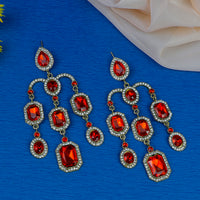 Mahavir Gold Plated Crystal Stone And Austrian Stone Dangler Earrings