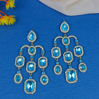 Mahavir Gold Plated Crystal Stone And Austrian Stone Dangler Earrings