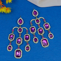 Mahavir Gold Plated Crystal Stone And Austrian Stone Dangler Earrings