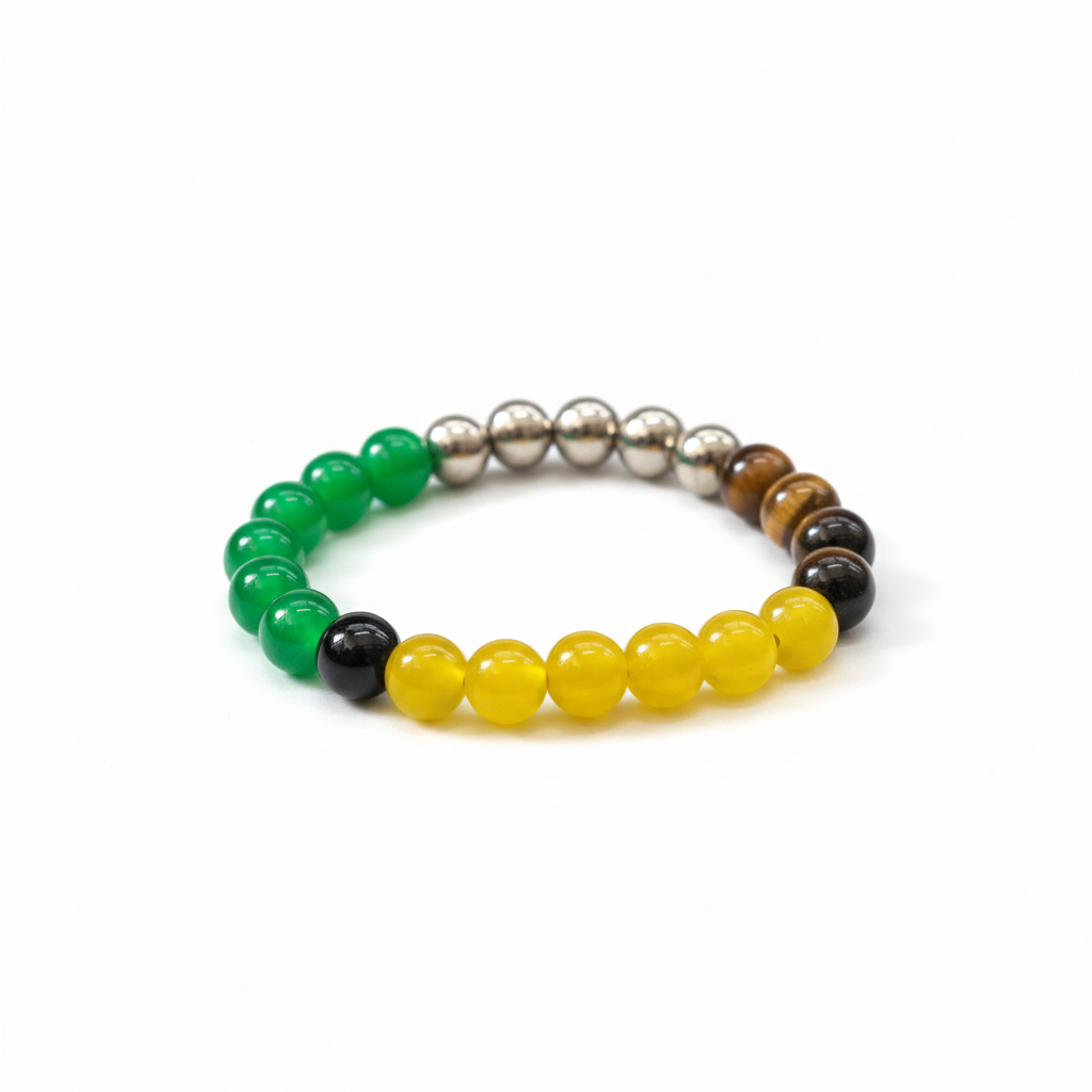 Etnico Prosperity & Confidence Bracelet for Men & Women | Tiger Eye Green & Yellow Stone Beaded Bracelet | Stretch Fit Spiritual Bracelet for Daily Wear | Unisex Design (MJB002)