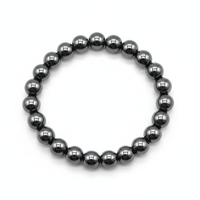 Etnico Hematite Bracelet for Men Women | Black Beaded Stretch Bracelet | Reiki Stone Healing Crystal Style Bracelet for Balance, Harmony & Positive Energy | Gift for Men Women (MJB003B)