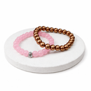 Etnico Pink Bead Bracelet with Buddha Accent & Metallic Hematite Bead Bracelet Combo Set (MJB006-CO)