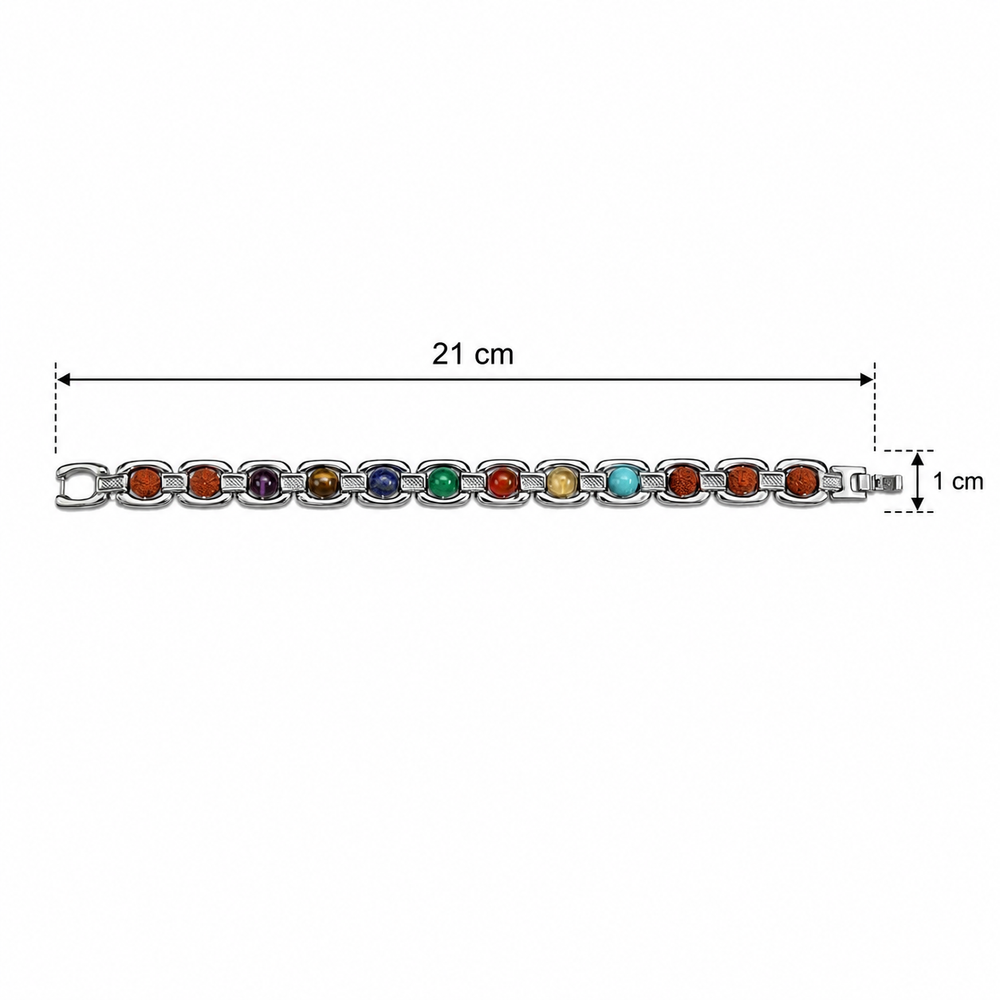 Etnico Rudraksha Chakra Balance Bracelet | Inspired by Mindfulness, Positivity & Inner Harmony | 7 Stone & Rudraksha Spiritual Bracelet for Men & Women