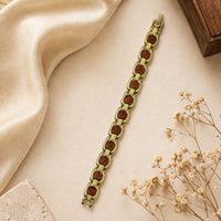 Etnico Gold Plated Rudraksha Bracelet for Men Women | Unisex Spiritual Link Kada | Traditional Beads Accessory for Grounding, Balance & Positive Energy | Meditation Yoga Wear | Gift for Men Women (MJB014ZFL)
