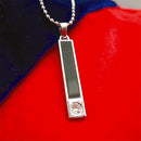 Etnico Silver?Tone Rectangular Bar Pendant Necklace with Black Center Detailing (MJN004S)