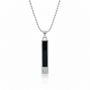 Etnico Silver?Tone Rectangular Bar Pendant Necklace with Black Center Detailing (MJN004S)