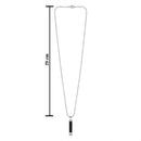 Etnico Silver?Tone Rectangular Bar Pendant Necklace with Black Center Detailing (MJN004S)