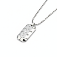 Etnico Silver?Tone Chevron Pattern Pendant Necklace with Beveled Rectangular Design & Ball Chain (MJN008S)