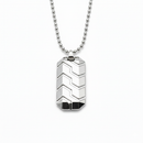 Etnico Silver?Tone Chevron Pattern Pendant Necklace with Beveled Rectangular Design & Ball Chain (MJN008S)