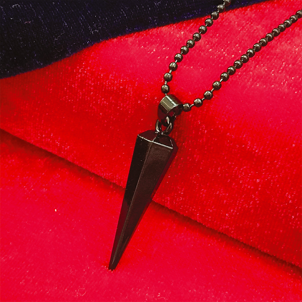 Etnico Black Prism Pendant Necklace with Geometric Design & Beaded Chain (MJN009B)