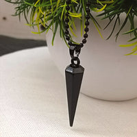 Etnico Black Prism Pendant Necklace with Geometric Design & Beaded Chain (MJN009B)