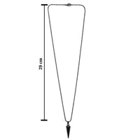 Etnico Black Prism Pendant Necklace with Geometric Design & Beaded Chain (MJN009B)