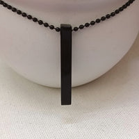 Etnico Black Rectangular Pendant Necklace with Minimalist Design & Ball Chain (MJN010B)