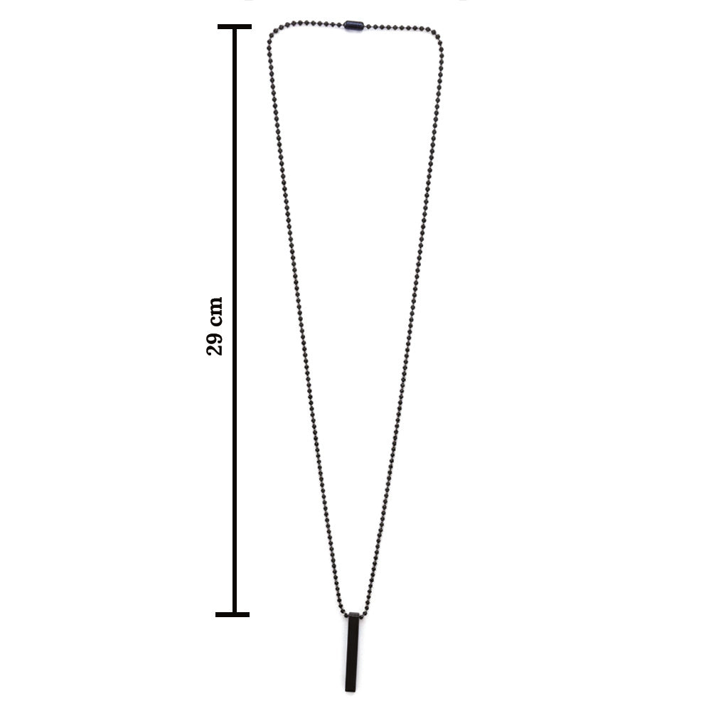 Etnico Black Rectangular Pendant Necklace with Minimalist Design & Ball Chain (MJN010B)