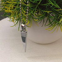 Etnico Silver?Tone Triangular Pendant Necklace with Engraved Line Detailing & Ball Chain (MJN012S)