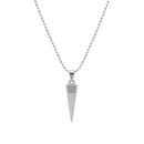 Etnico Silver?Tone Triangular Pendant Necklace with Engraved Line Detailing & Ball Chain (MJN012S)