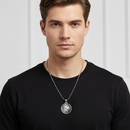 Etnico Silver?Tone Lion Head Pendant Necklace with Embossed Detailing & Ball Chain (MJN013S)