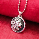 Etnico Silver?Tone Lion Head Pendant Necklace with Embossed Detailing & Ball Chain (MJN013S)
