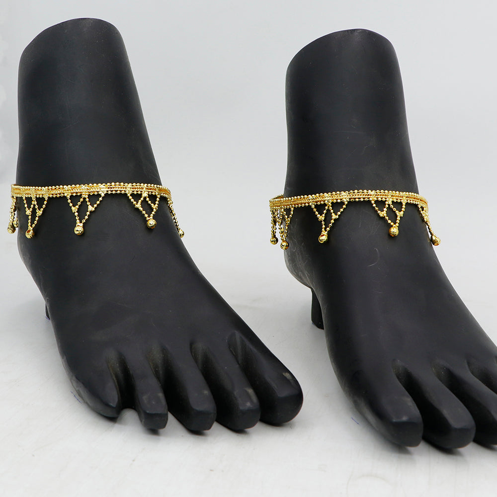Mahavir Dye Gold Payal / Anklet  (Pack of 12)