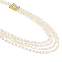 Mahi Elegant 4-Layer Dulha Mala for Groom with White Artificial Pearls & Crystals Traditional Wedding Necklace for Men | Sherwani Mala Jewelry (ML1103873GWhi)