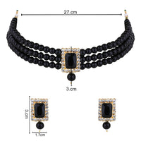 Etnico Gold Plated Pearl Choker Necklace & Earrings Set For Women (ML237BB)