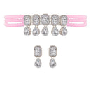 Etnico Silver Plated Traditional Stone Studded Pearl Choker Necklace with Earrings Set For Women (ML249ZPi)