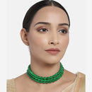 Etnico Gold Plated Emerald Pearl Choker Necklace For Women (ML251G)