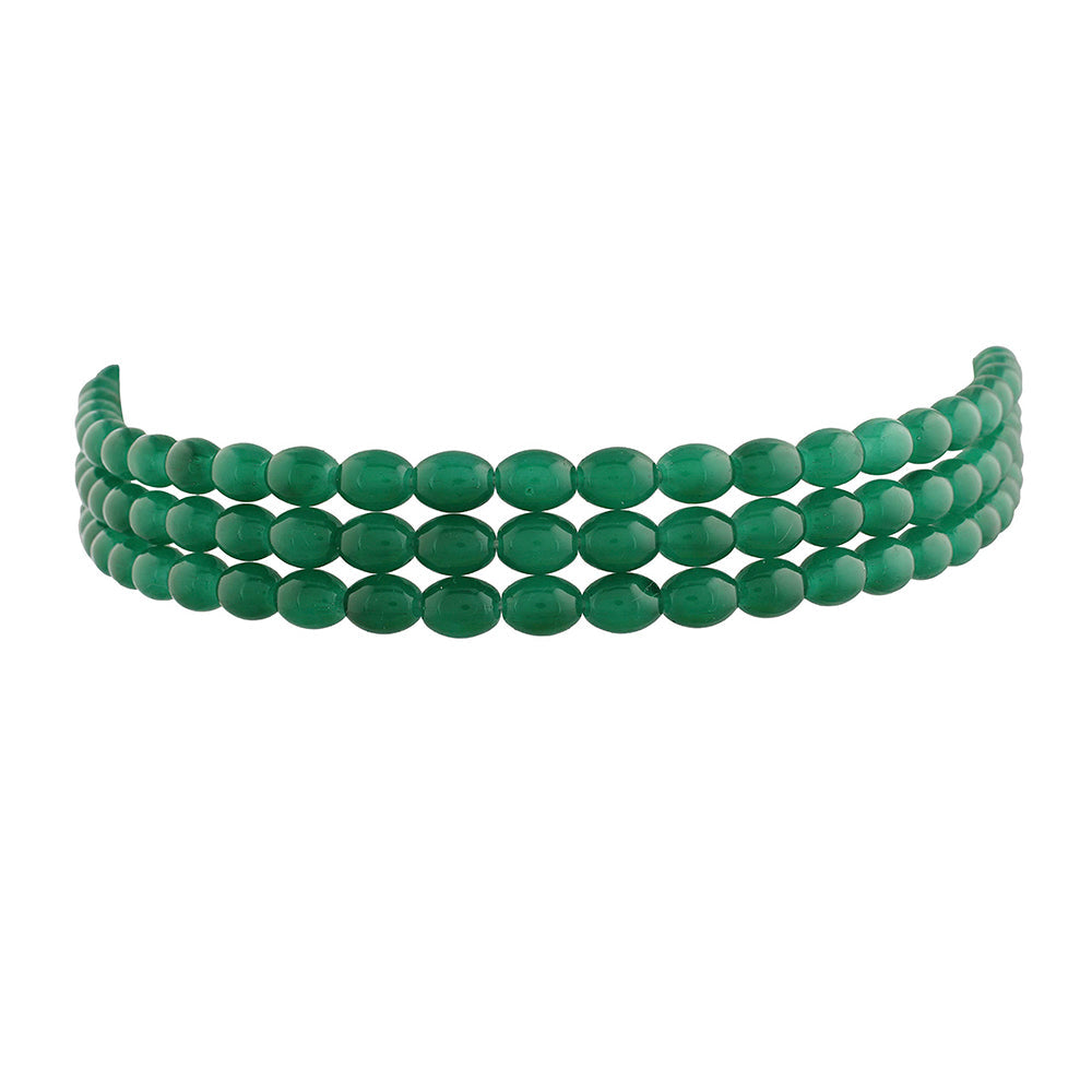 Etnico Gold Plated Emerald Pearl Choker Necklace For Women (ML251G)