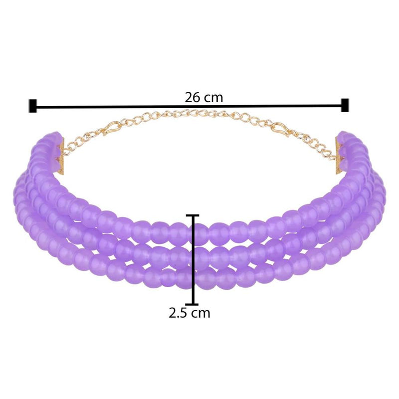 Etnico Gold Plated Multistrand Pearl Choker Necklace For Women (ML251Pu)